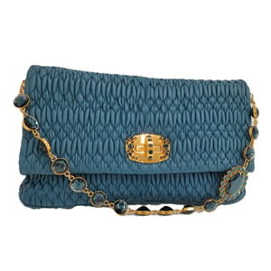 Miu Miu 2WAY Shoulder Bag Nappa Crystal Leather Blue